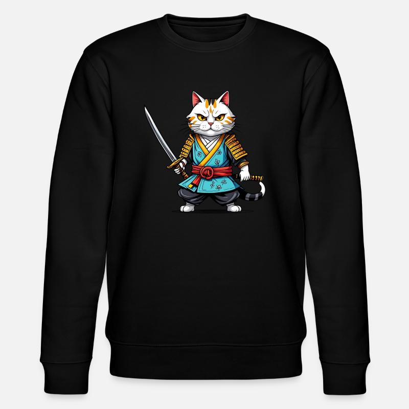 Samurai cat - Stanley/Stella CHANGER Unisex Organic Sweatshirt - black