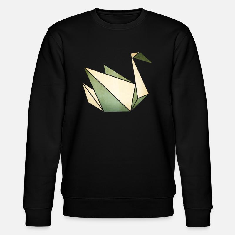 Origami: stolzer Schwan (Pergament-Optik) - Stanley/Stella Unisex Bio-Sweatshirt CHANGER  - Schwarz
