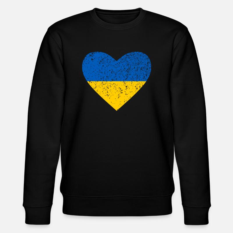 Ukraine, blau-gelbes Herz - Stanley/Stella Unisex Bio-Sweatshirt CHANGER  - Schwarz