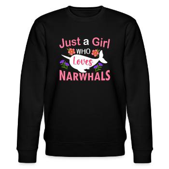 Juste une fille qui aime les narvals - Sweat bio CHANGER Stanley/Stella Unisexe - noir - Devant - Nik (191cm) & Marisol (170cm)