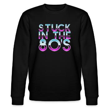 Retro Synthwave Sunset Logo - Stanley/Stella CHANGER Unisex Organic Sweatshirt - black - Front - Nik (191cm) & Marisol (170cm)
