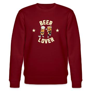 Gifts for Beer Lovers - Stanley/Stella CHANGER Unisex Organic Sweatshirt - burgundy - Front - Nik (191cm) & Marisol (170cm)