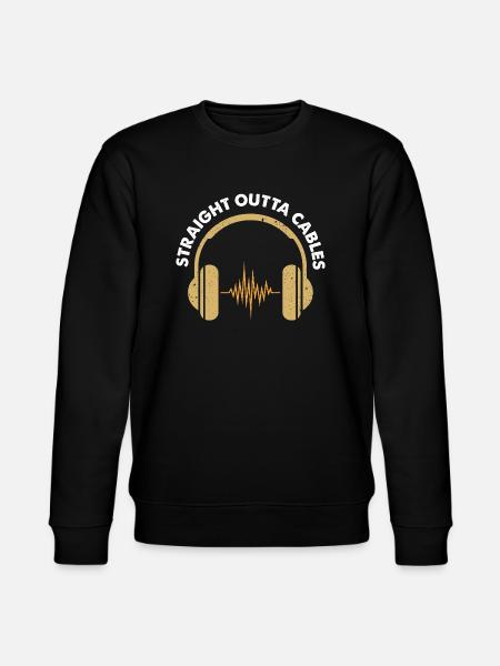 Straight Outta Cables Headphone Design - Stanley/Stella CHANGER Unisex Organic Sweatshirt - black