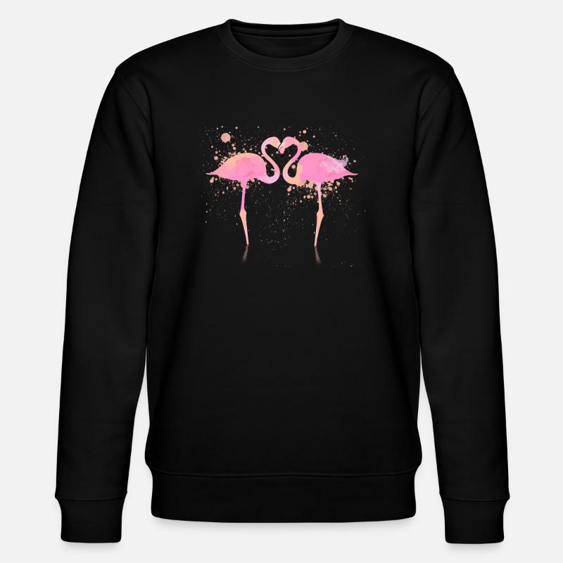 Flamingos Herz - Stanley/Stella Unisex Bio-Sweatshirt CHANGER  - Schwarz