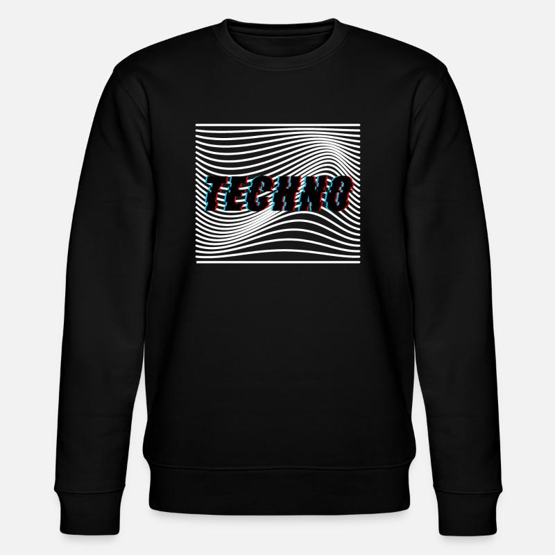 Techno Wellen Trippy Psychedelisch - Stanley/Stella Unisex Bio-Sweatshirt CHANGER - Schwarz
