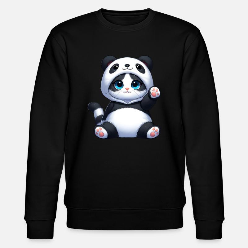 Katze im Panda-Kostüm - Stanley/Stella Unisex Bio-Sweatshirt CHANGER  - Schwarz