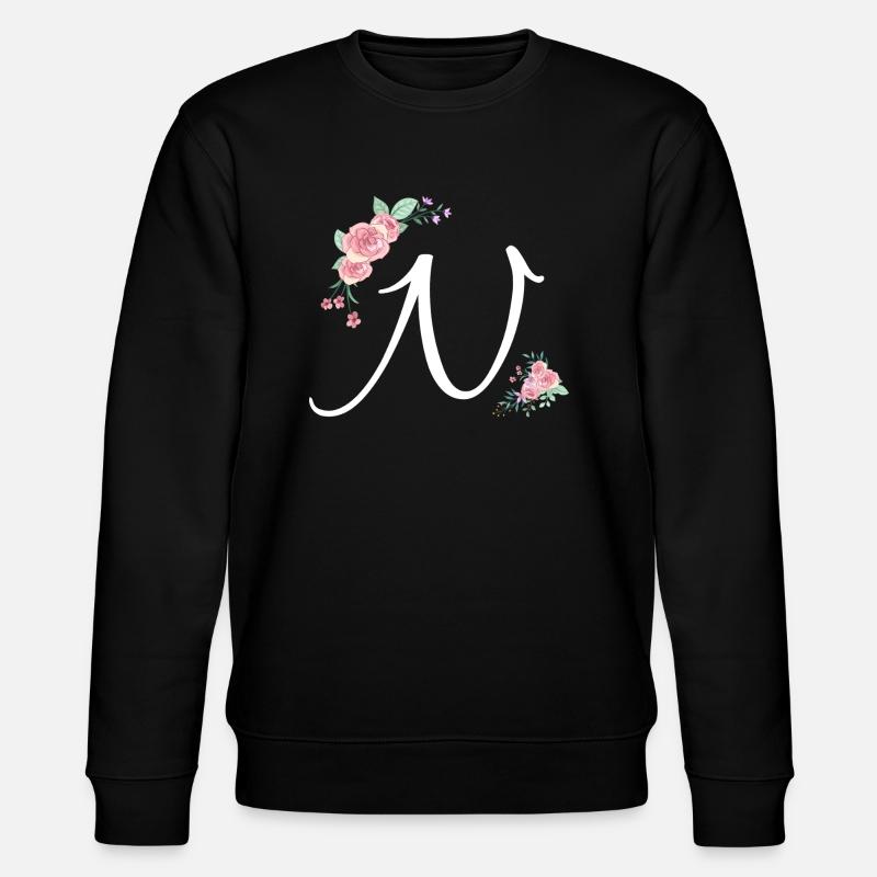 Buchstabe n Blumen - Stanley/Stella Unisex Bio-Sweatshirt CHANGER - Schwarz