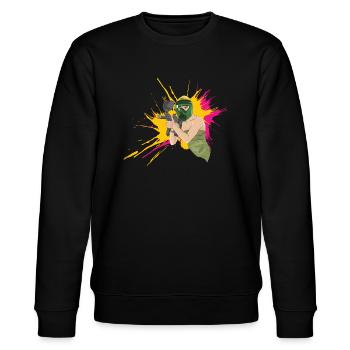 Sexy Paintball Girl - Stanley/Stella Unisex Bio-Sweatshirt CHANGER  - Schwarz - Vorne - Nik (191cm) & Marisol (170cm)