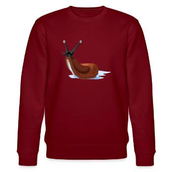 Nacktschnecke - Stanley/Stella Unisex Bio-Sweatshirt CHANGER  - Burgunderrot - Vorne - Nik (191cm) & Marisol (170cm)