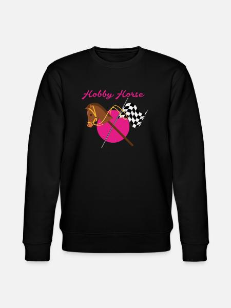 Hobby Horse kæphest og ternet flag - Stanley/Stella økologisk unisex-sweatshirt CHANGER - sort