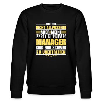 Des performances inégalées en tant que manager - Sweat bio CHANGER Stanley/Stella Unisexe - noir - Devant - Nik (191cm) & Marisol (170cm)