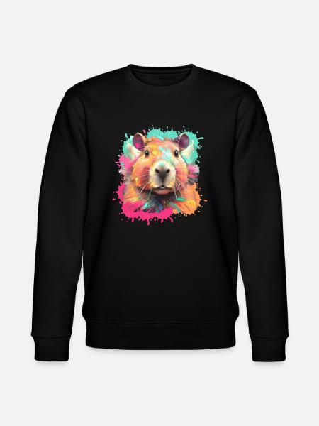 Capybara,illustration,Graffiti,bunt, Farbkleckse - Stanley/Stella Unisex Bio-Sweatshirt CHANGER  - Schwarz