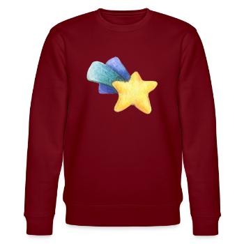 Shooting star crayon drawing - Stanley/Stella CHANGER Unisex Organic Sweatshirt - burgundy - Front - Nik (191cm) & Marisol (170cm)