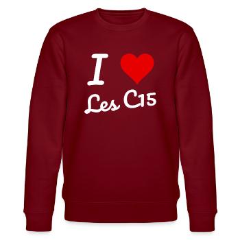 I love Les C15 - Sweat bio CHANGER Stanley/Stella Unisexe - bordeaux - Devant - Nik (191cm) & Marisol (170cm)