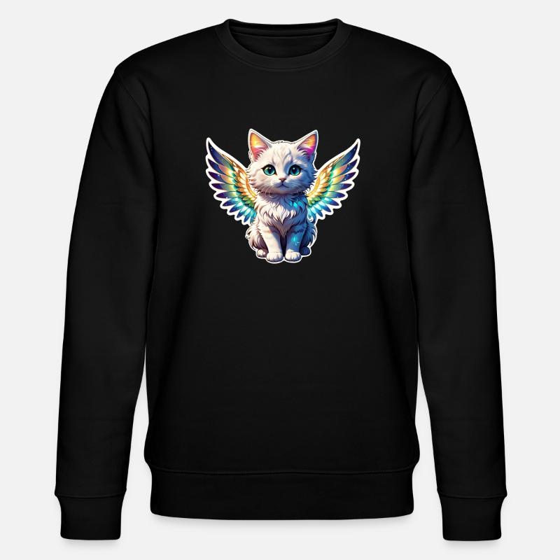 Katze mit Flügeln - Stanley/Stella Unisex Bio-Sweatshirt CHANGER  - Schwarz
