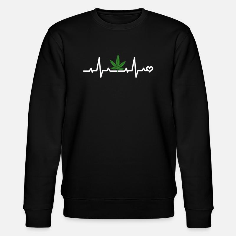 Cannabisblatt EKG - Stanley/Stella Unisex Bio-Sweatshirt CHANGER  - Schwarz