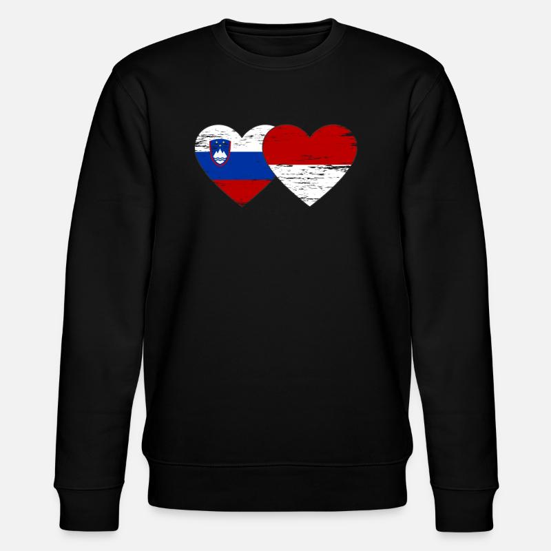 Slovénie Indonésie Drapeau Coeur utilisé - Sweat bio CHANGER Stanley/Stella Unisexe - noir