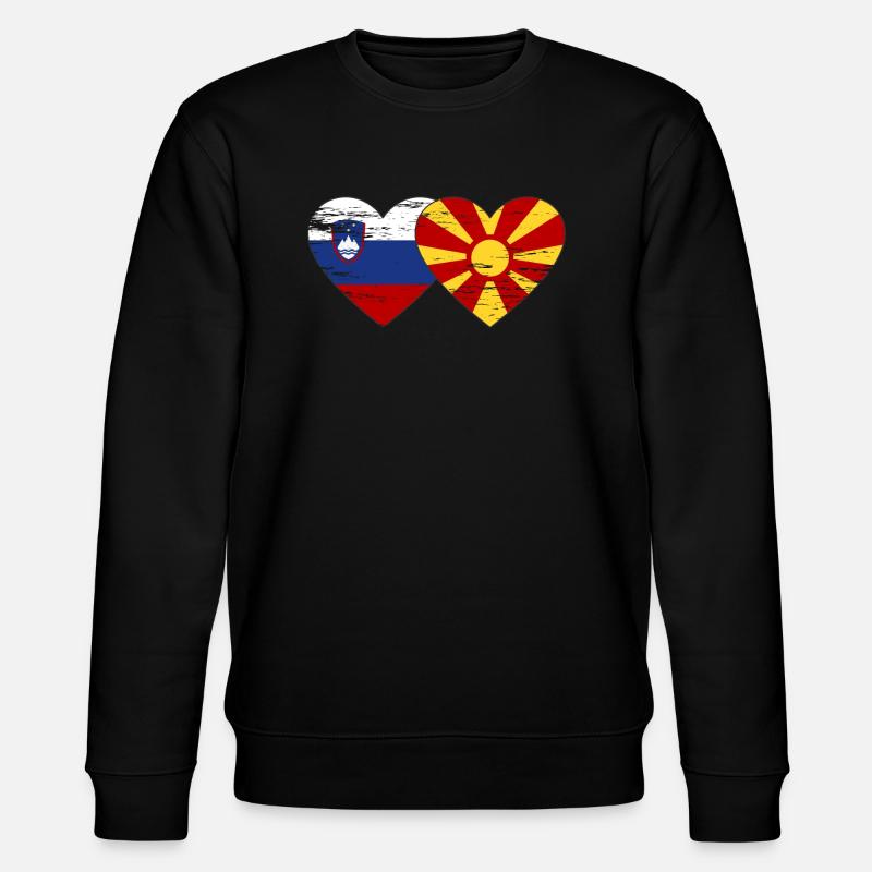 Slovénie Macédoine drapeau coeur utilisé - Sweat bio CHANGER Stanley/Stella Unisexe - noir
