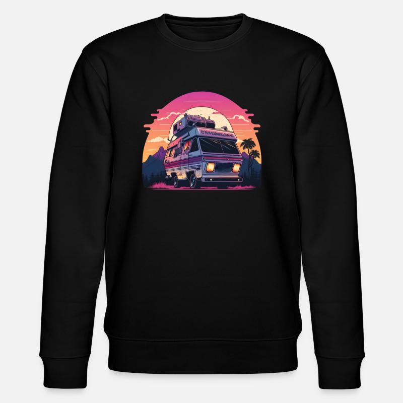 Synthwave Camper coucher de soleil - Sweat bio CHANGER Stanley/Stella Unisexe - noir