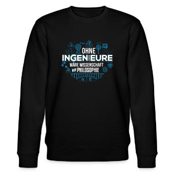 Ingenieur Philosophie - Stanley/Stella Unisex Bio-Sweatshirt CHANGER  - Schwarz - Vorne - Nik (191cm) & Marisol (170cm)