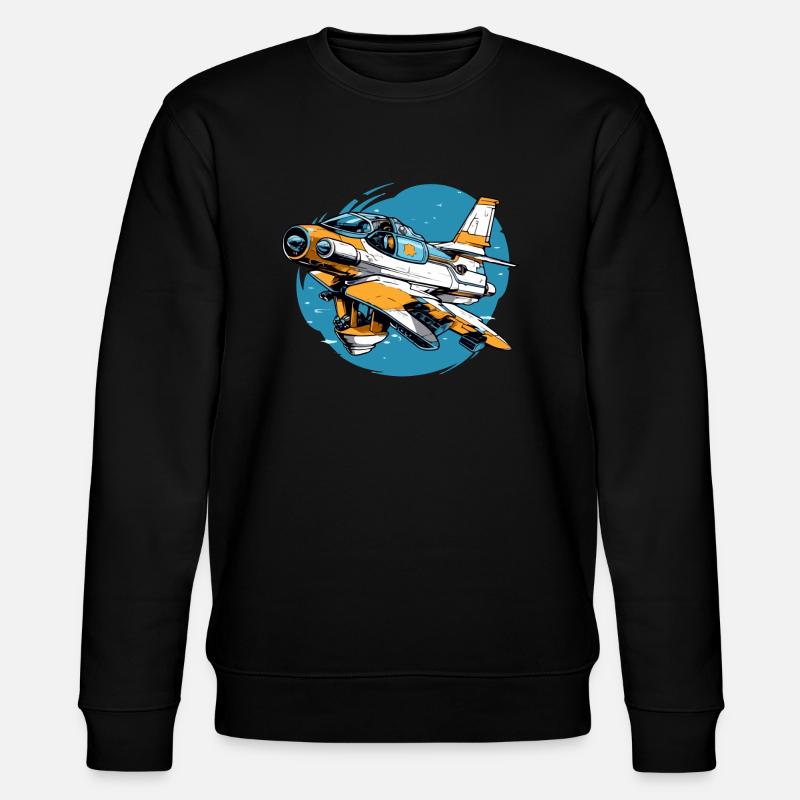 Wütendes Vulkanflugzeug - Stanley/Stella Unisex Bio-Sweatshirt CHANGER  - Schwarz