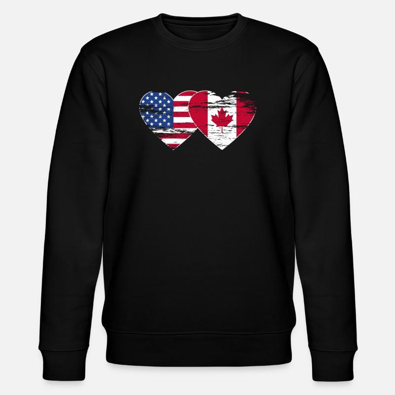 États-Unis, Canada, Drapeau Coeur Utilisé - Sweat bio CHANGER Stanley/Stella Unisexe - noir