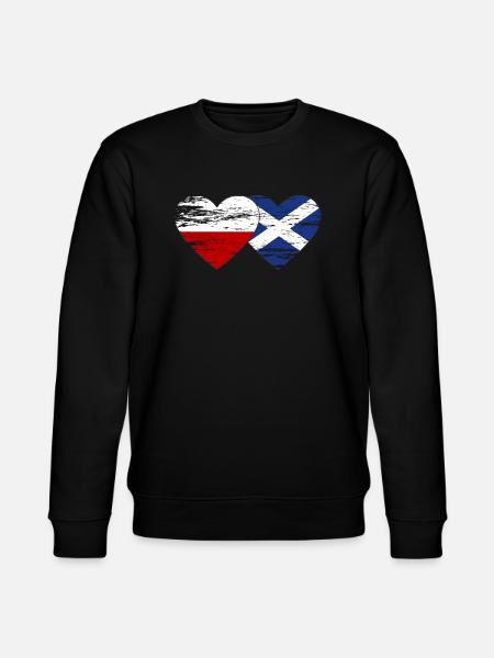 Poland Scotland Flag Heart Used - Stanley/Stella CHANGER Unisex Organic Sweatshirt - black
