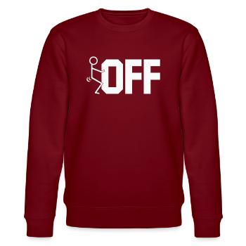 fuck off - Stanley/Stella Unisex Bio-Sweatshirt CHANGER  - Burgunderrot - Vorne - Nik (191cm) & Marisol (170cm)