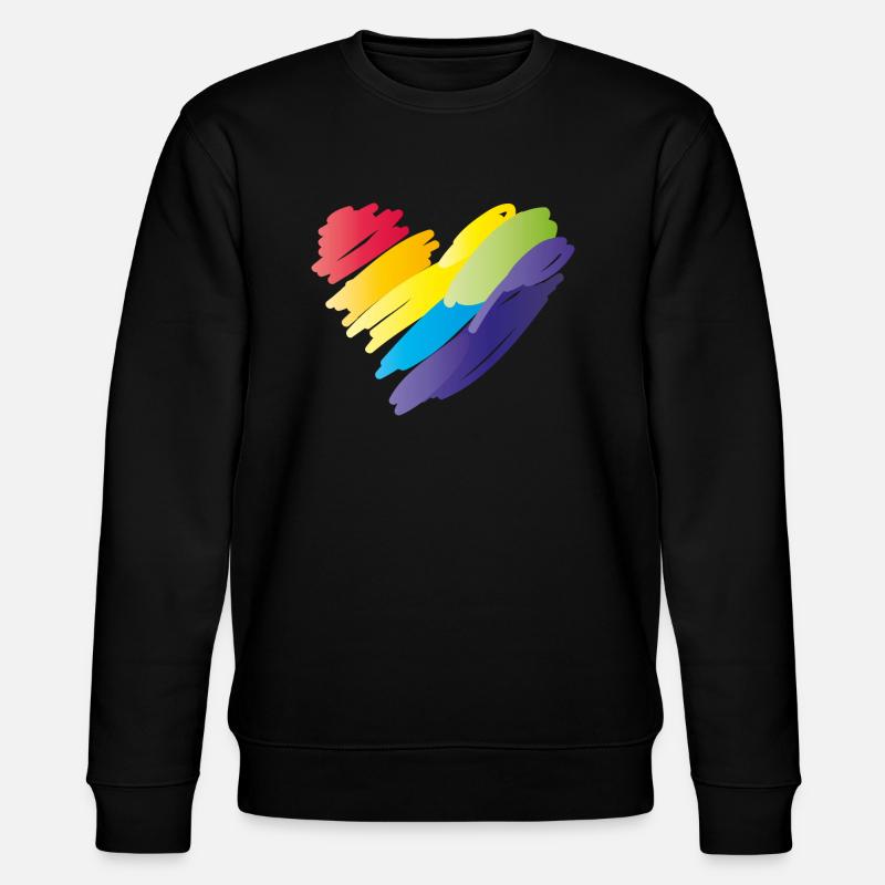 herz rainbow - Stanley/Stella Unisex Bio-Sweatshirt CHANGER  - Schwarz