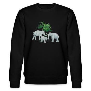 asiatische Elefantenfamilie - Stanley/Stella Unisex Bio-Sweatshirt CHANGER  - Schwarz - Vorne - Nik (191cm) & Marisol (170cm)
