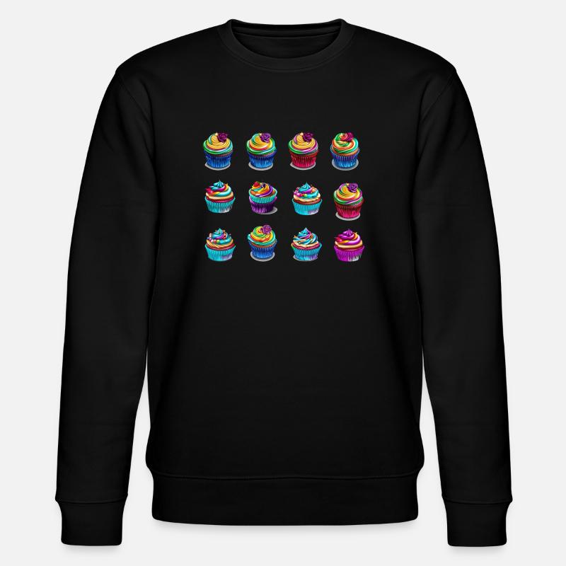 Bunte Muffins einfach lecker - Stanley/Stella Unisex Bio-Sweatshirt CHANGER  - Schwarz
