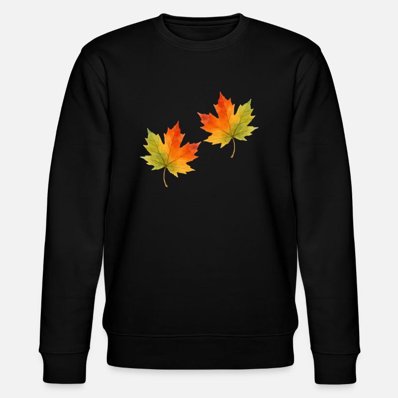 Feuille d’érable Feuille Aquarelle 2 - Sweat bio CHANGER Stanley/Stella Unisexe - noir