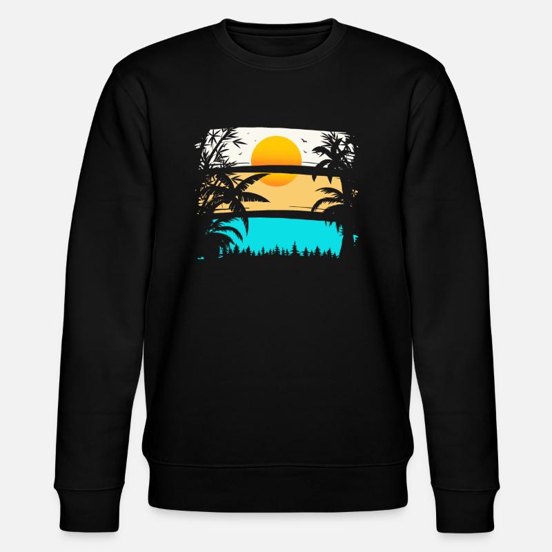 SUNDOWN - PALM TREES, SUN - Sweat bio CHANGER Stanley/Stella Unisexe - noir