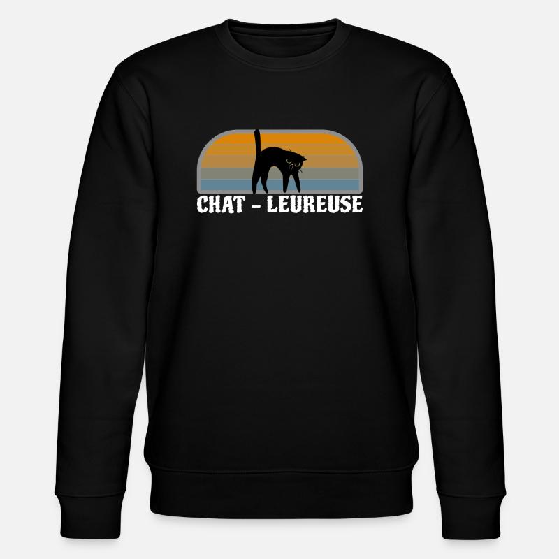 Chat noir , chat-leureuse. - Sweat bio CHANGER Stanley/Stella Unisexe - noir
