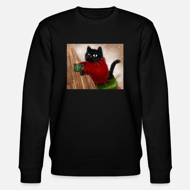 Katze im Pullover - Stanley/Stella Unisex Bio-Sweatshirt CHANGER  - Schwarz