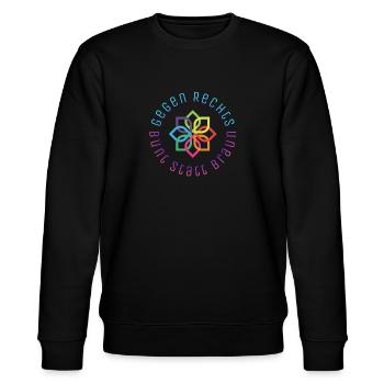 Gegen Rechts - Bunt statt Braun - Stanley/Stella Unisex Bio-Sweatshirt CHANGER  - Schwarz - Vorne - Nik (191cm) & Marisol (170cm)
