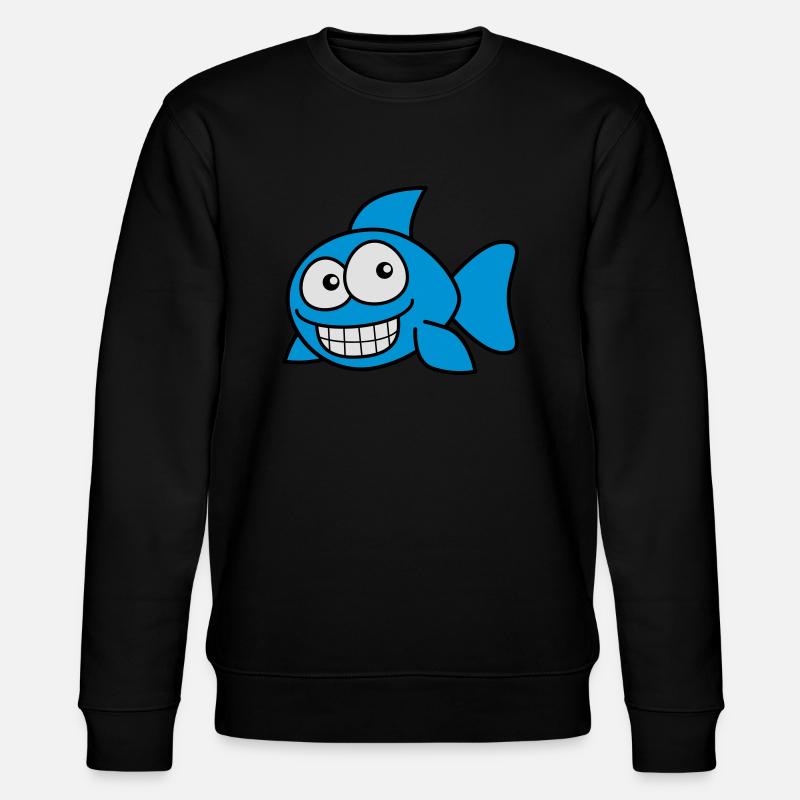 grin_fish_3c - Stanley/Stella Unisex Bio-Sweatshirt CHANGER  - Schwarz