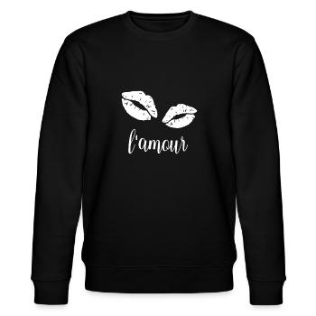 Küssen Lippen Liebe - Stanley/Stella Unisex Bio-Sweatshirt CHANGER  - Schwarz - Vorne - Nik (191cm) & Marisol (170cm)