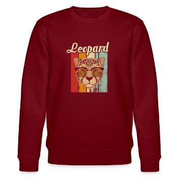 leopard - Stanley/Stella CHANGER Unisex Organic Sweatshirt - burgundy - Front - Nik (191cm) & Marisol (170cm)