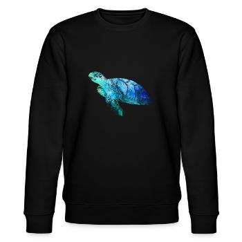 Meeresschildkröte - Stanley/Stella Unisex Bio-Sweatshirt CHANGER  - Schwarz - Vorne - Nik (191cm) & Marisol (170cm)