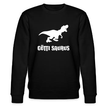 Götti Saurus - Für den Dinosaurier Götti - Stanley/Stella Unisex Bio-Sweatshirt CHANGER  - Schwarz - Vorne - Nik (191cm) & Marisol (170cm)