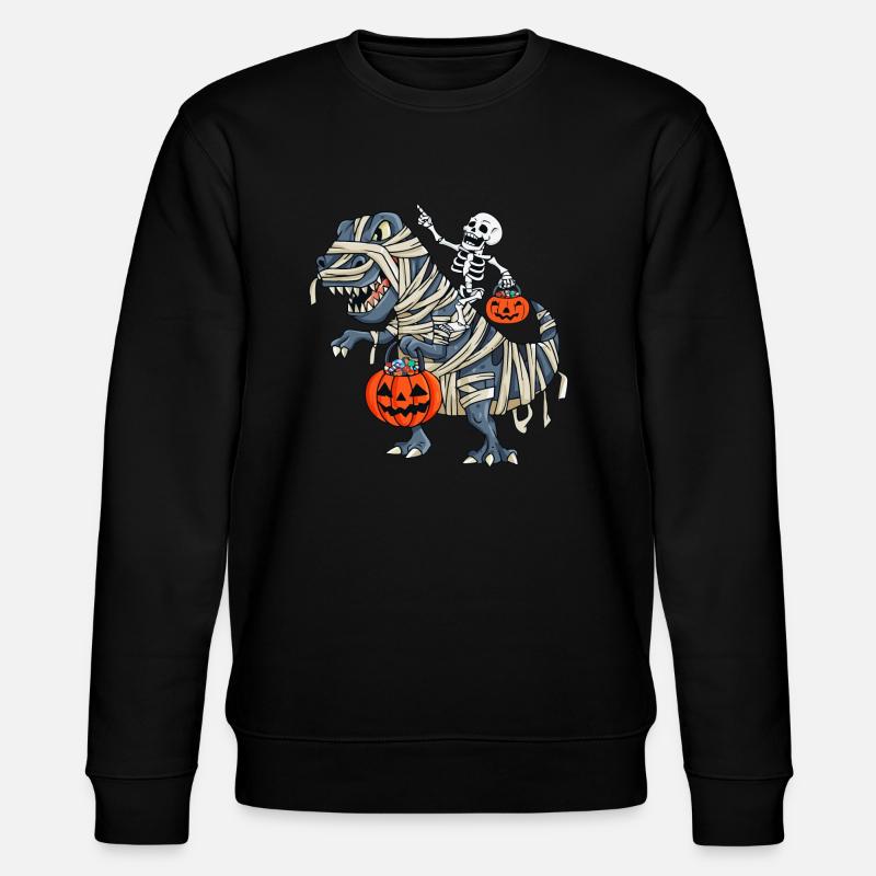 Skeleton Riding Mom Dinosaur - Stanley/Stella CHANGER Unisex Organic Sweatshirt - black