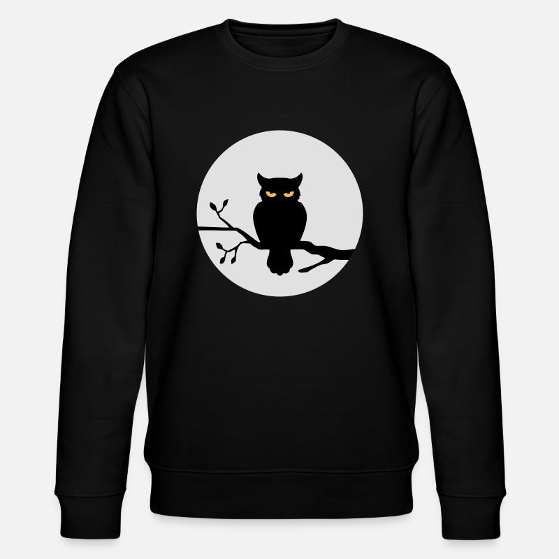 Eule im Vollmond - Stanley/Stella Unisex Bio-Sweatshirt CHANGER - Schwarz