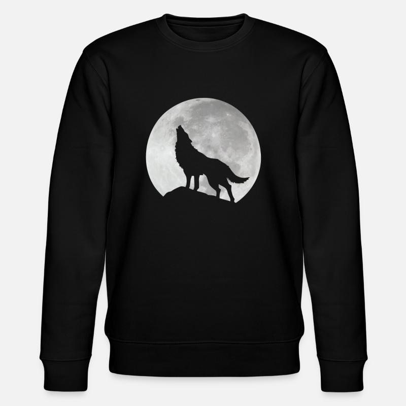 Wolf im Mond - Stanley/Stella Unisex Bio-Sweatshirt CHANGER  - Schwarz