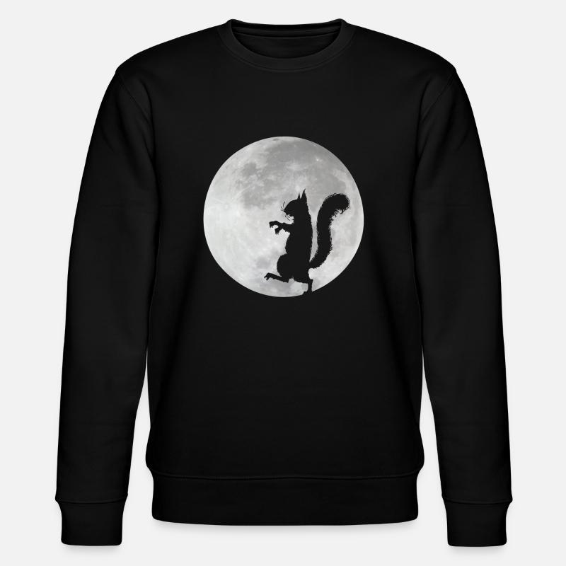 Eichhörnchen im Mond - Stanley/Stella Unisex Bio-Sweatshirt CHANGER  - Schwarz