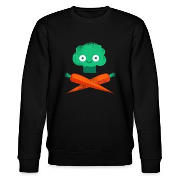 Veggie-Pirat - Stanley/Stella Unisex Bio-Sweatshirt CHANGER  - Schwarz - Vorne - Nik (191cm) & Marisol (170cm)