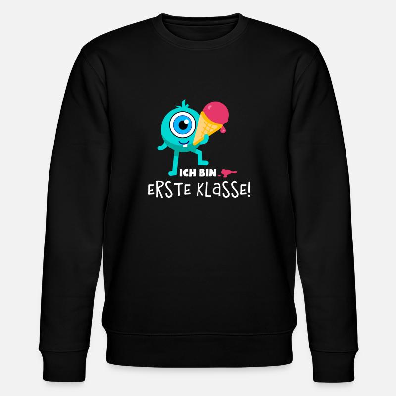 Schulstart Monster Erdbeer - Stanley/Stella Unisex Bio-Sweatshirt CHANGER  - Schwarz
