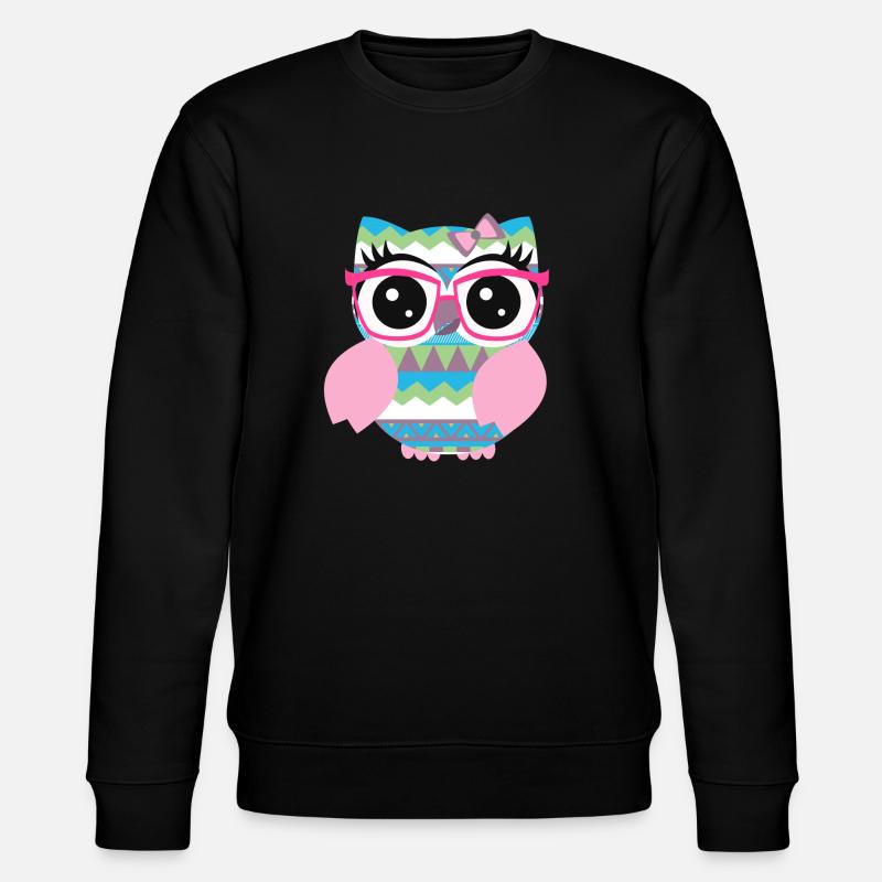 Eule Lustig - Stanley/Stella Unisex Bio-Sweatshirt CHANGER  - Schwarz