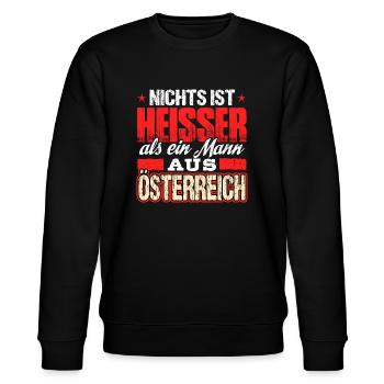 ÖSTERREICH - heiss - Stanley/Stella Unisex Bio-Sweatshirt CHANGER  - Schwarz - Vorne - Nik (191cm) & Marisol (170cm)