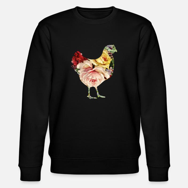 Blumen-Huhn - Stanley/Stella Unisex Bio-Sweatshirt CHANGER  - Schwarz
